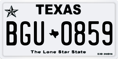 TX license plate BGU0859