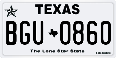 TX license plate BGU0860