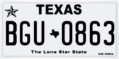 TX license plate BGU0863