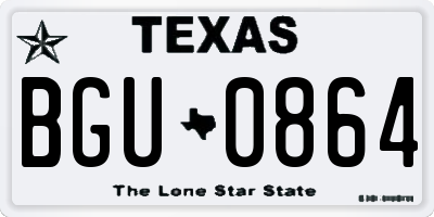 TX license plate BGU0864