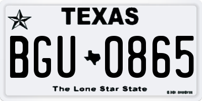TX license plate BGU0865
