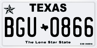 TX license plate BGU0866