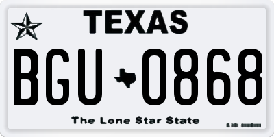 TX license plate BGU0868