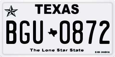 TX license plate BGU0872