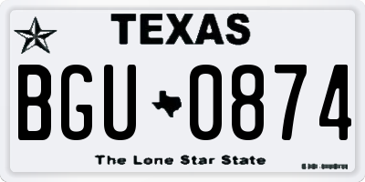 TX license plate BGU0874