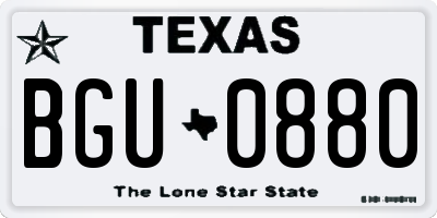 TX license plate BGU0880