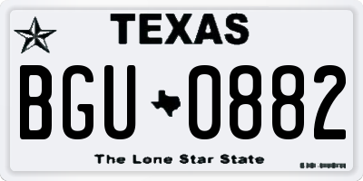 TX license plate BGU0882