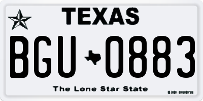 TX license plate BGU0883
