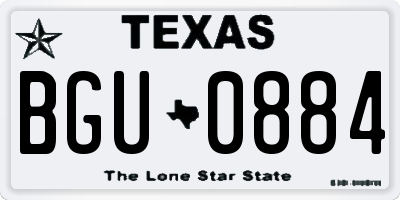 TX license plate BGU0884
