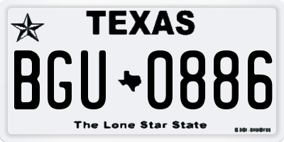 TX license plate BGU0886