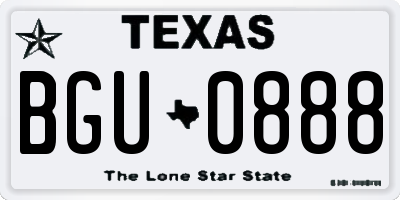 TX license plate BGU0888