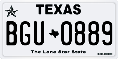 TX license plate BGU0889
