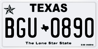 TX license plate BGU0890