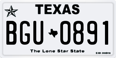 TX license plate BGU0891