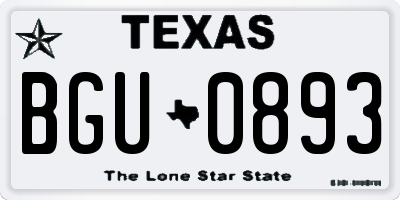 TX license plate BGU0893