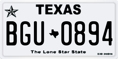 TX license plate BGU0894