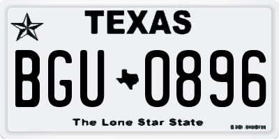 TX license plate BGU0896