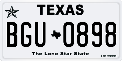 TX license plate BGU0898
