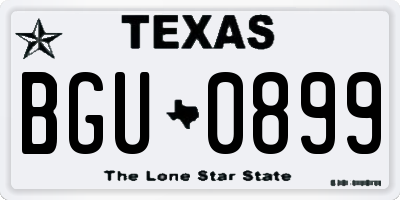 TX license plate BGU0899