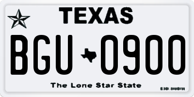TX license plate BGU0900