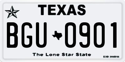 TX license plate BGU0901