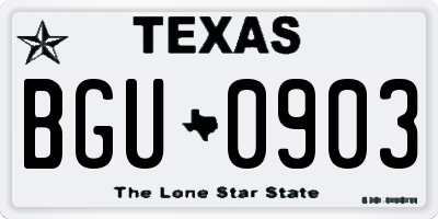 TX license plate BGU0903