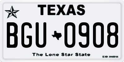 TX license plate BGU0908