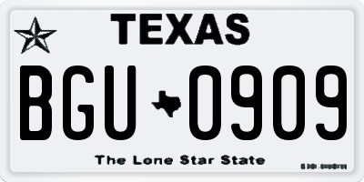 TX license plate BGU0909
