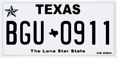 TX license plate BGU0911