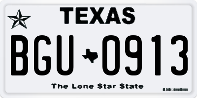 TX license plate BGU0913
