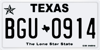 TX license plate BGU0914