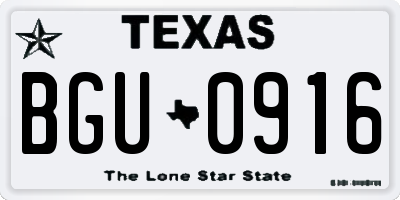 TX license plate BGU0916