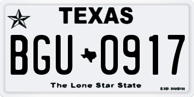 TX license plate BGU0917