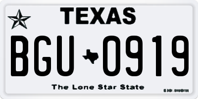TX license plate BGU0919