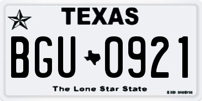 TX license plate BGU0921