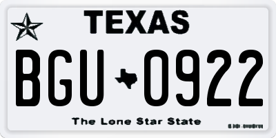 TX license plate BGU0922