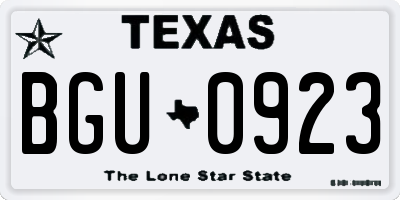 TX license plate BGU0923