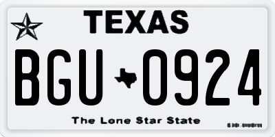 TX license plate BGU0924