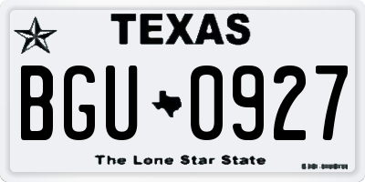 TX license plate BGU0927
