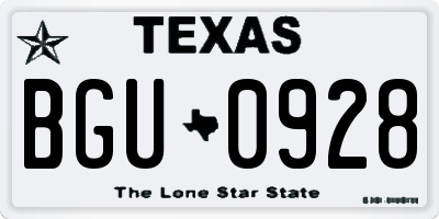 TX license plate BGU0928