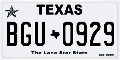 TX license plate BGU0929