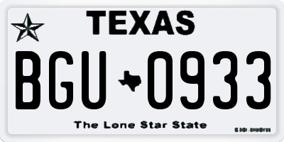 TX license plate BGU0933
