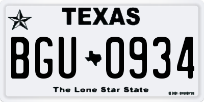 TX license plate BGU0934