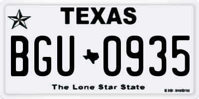 TX license plate BGU0935