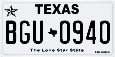 TX license plate BGU0940