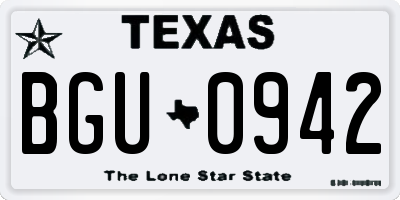 TX license plate BGU0942