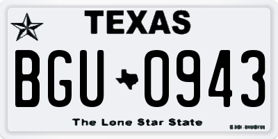 TX license plate BGU0943
