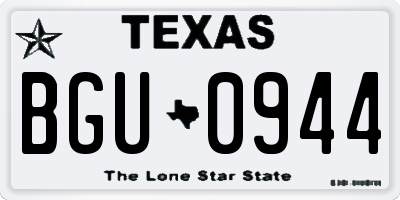 TX license plate BGU0944