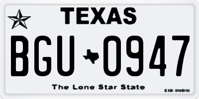 TX license plate BGU0947