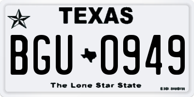 TX license plate BGU0949